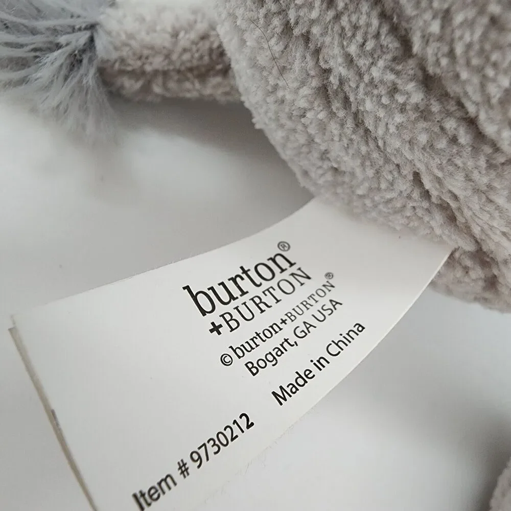 Burton + Burton Corduroy Ribbed Hippo Plush 12” Gray Pink Bow Stuffed Animal Toy